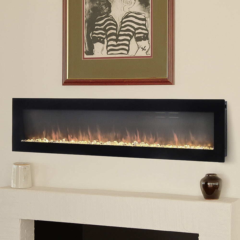 Wall Mount Electric Fireplace with Adjustable LED Lights Remote Control