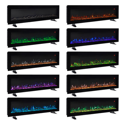 Wall Mount Electric Fireplace with Adjustable LED Lights Remote Control