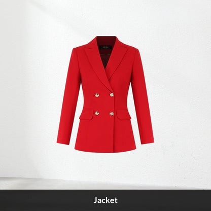 Professional Suit Set Womens Red Fashionable