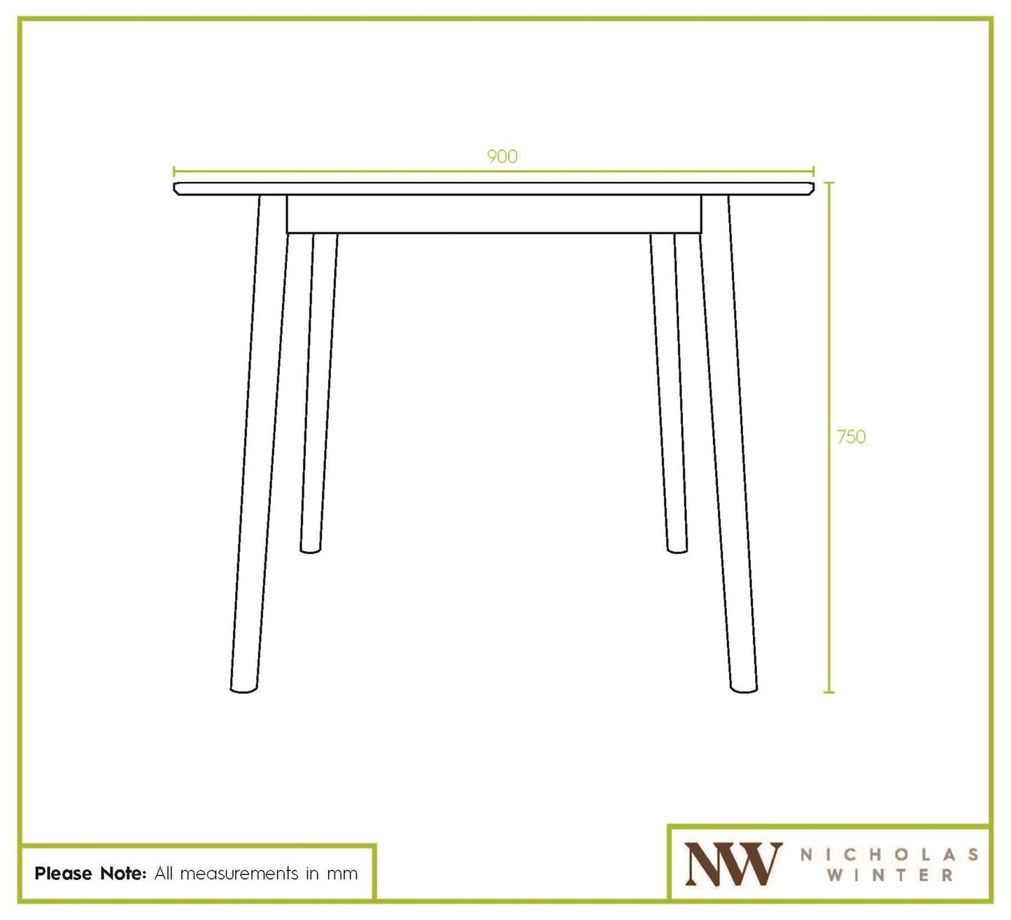 Square Wooden Dining Table - 90cm x 90cm