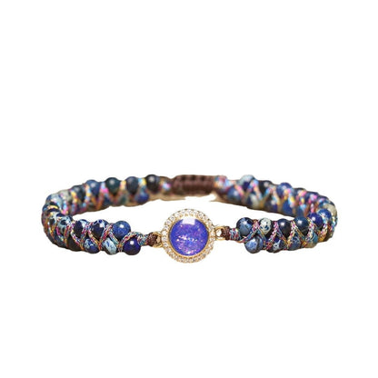 Retro Opal Natural Stone Bracelet, Double-layer Braided And Adjustable