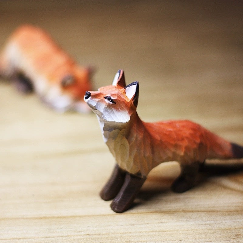 Handmade Wooden Cat Figurine - Artisan Carved Wood Cat Sculpture Home Decor Gift