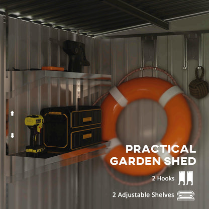 Outsunny 7 x 5ft Galvanised Metal Shed, with Sliding Door - Dark Grey