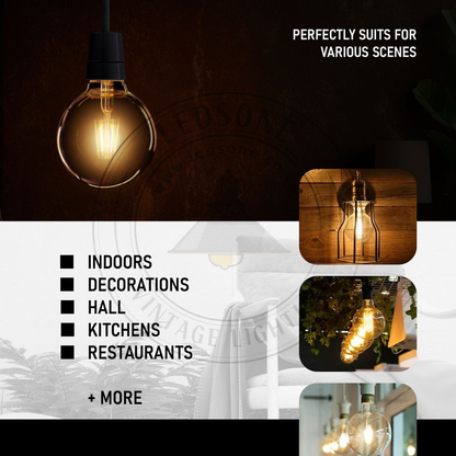 5 Pack of Vintage Globe Edison LED Light Bulb G95 8W, E27 Screw Bulb