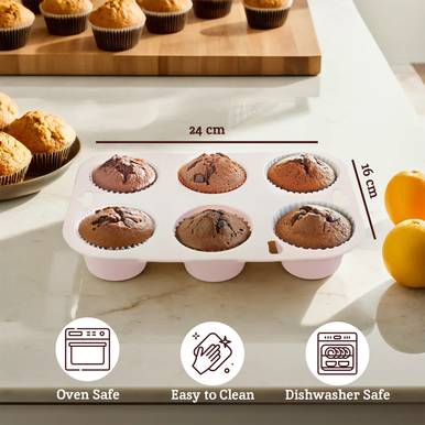 Zing Pastel Pink 6 Cup Muffin Mould