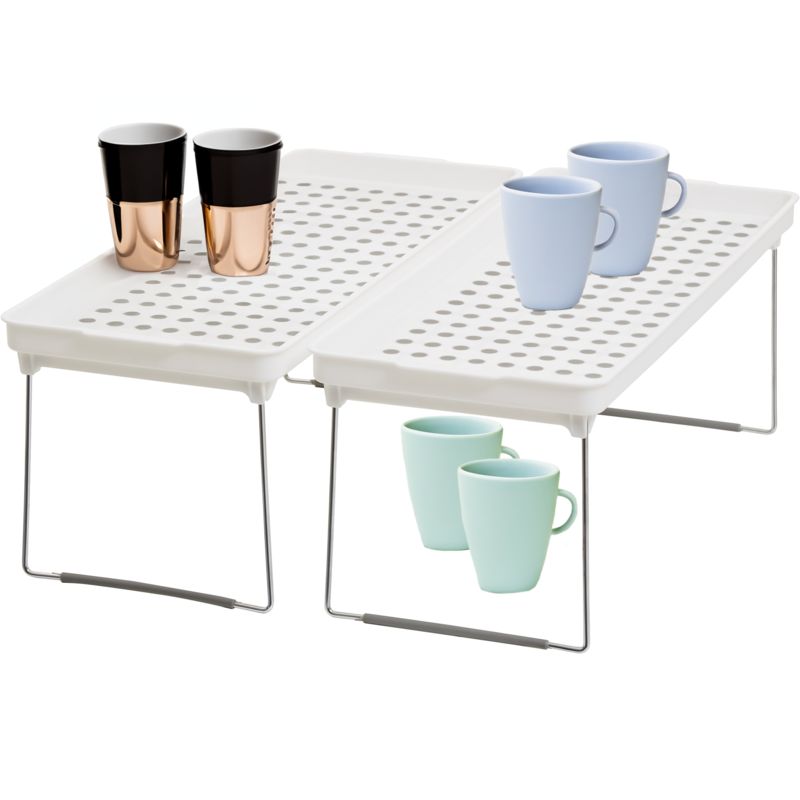 Romm Set Of 2 White And Grey Foldable Cabinet Racks