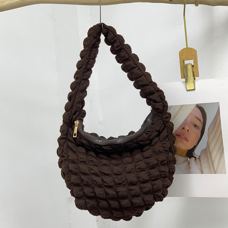 Women's Fashion Casual Solid Color Pleated Clouds Underarm Bag