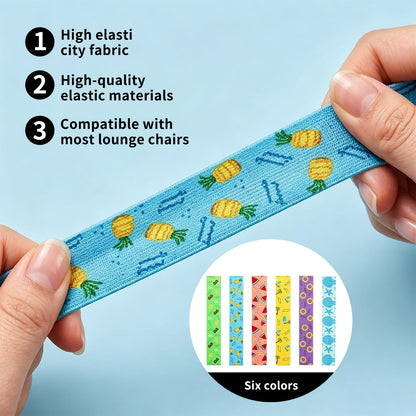 runxsam 6 pcs elastic beach towel bands 40×4.5 cm (6 styles)