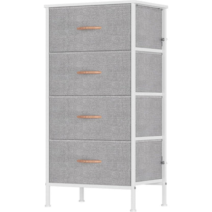 Feonase Chest of Drawers with 4 Fabric Drawers, Large Bedroom Dresser with Wooden Top & Sturdy Metal Frame, Tall Storage Organizer Unit for Bedroom