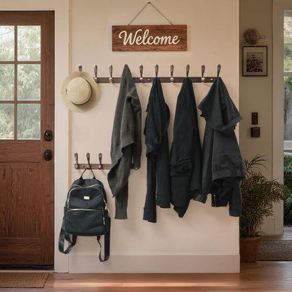 HONSKY Wall Mounted Coat Rack - 94cm Long Heavy Duty Metal 10 Double Hook, Sturdy & Space-Saving, for Hallway,Bedroom, Entryway, Holds Jackets