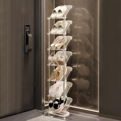kiss me Sloping Narrow Shoe Rack,5/6/7/8 Tiers Transparent shoe rack small Slim Tall Shoe Storage Rack Vertical Shoe Shelf Stand Holder Organiser