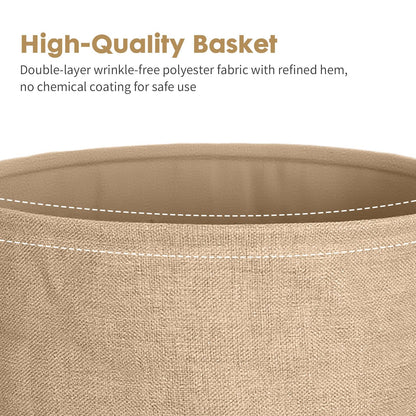 Rinkgarden Round Side Table with Fabric Basket, Modern and Sturdy, Metal End Table for Living Room, Bedroom, Bedside Table, Nursery