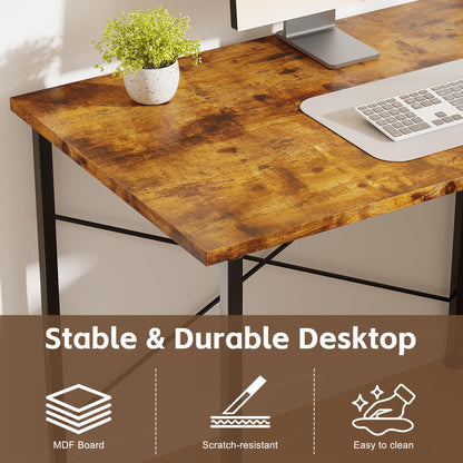 CAIYUN Corner Desk, 50" L Shaped Gaming Desk with Removable Monitor Stand, Computer Desk for Home Office, Metal Frame, Brown