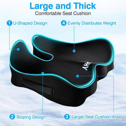 Ophy Memory Foam Seat Cushion, Premium U-Shaped Chair Cushion for Office Chair, Gaming Chair, Car Seat