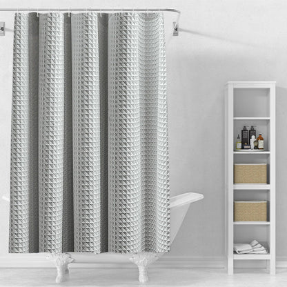 Stfery Shower Curtain Waffle Grey 200 x 240 cm Shower Curtain Waterproof Mould Resistant
