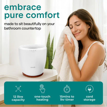 SereneLife Towel Warmer Bucket – Luxury Electric Towel Heater with Auto Shut-Off & Aromatherapy, Fits Large Bath Towel, Blanket, Robe or Pyjamas