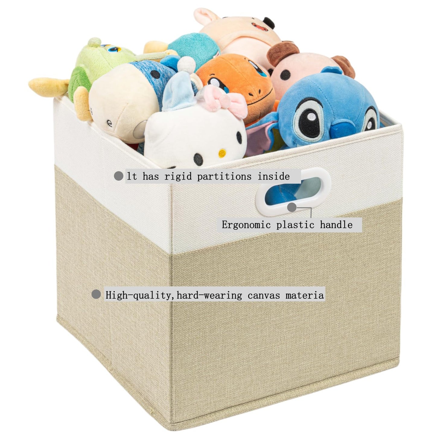 SOCOHOME Fabric Storage Boxes,30x30x30cm Storage Cube, Foldable Storage Baskets for Shelf Nursery Closet(Light Khaki/Cream White, 4 Pack)