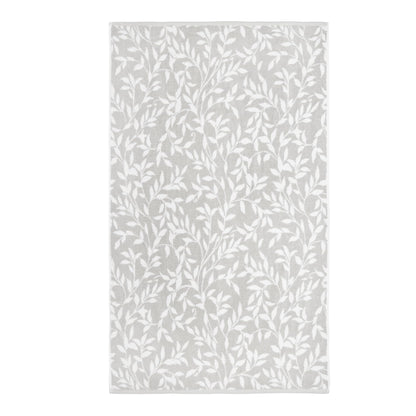 Dreams & Drapes - Grey Leaf Bath Sheet (90 x 150cm) - 100% Cotton - Soft Touch & Fluffy - Botanical Vintage Towel in Grey