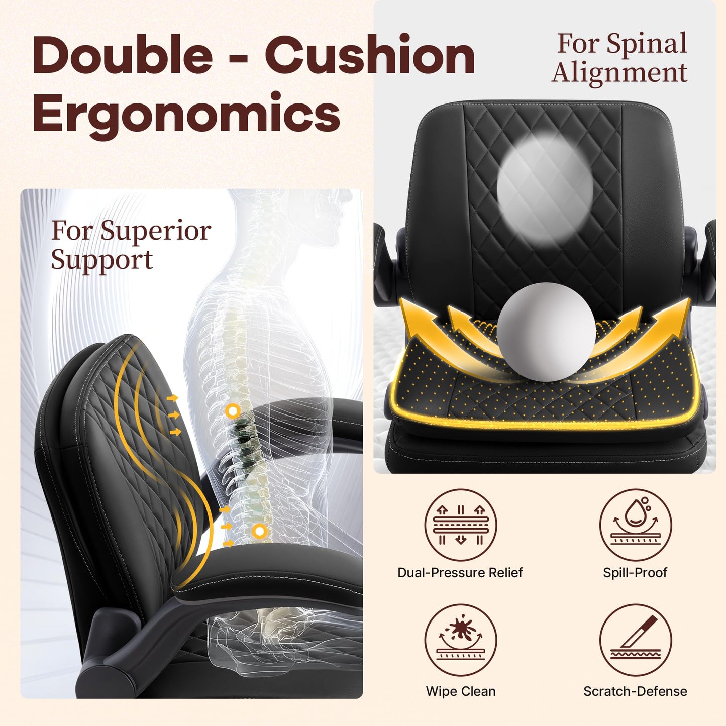 Coscendo Ergonomic Kneeling Chair with Flip-Up Armrests, 180 KG, Black