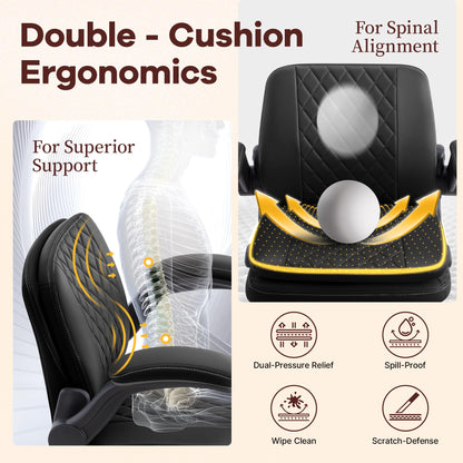 Coscendo Ergonomic Kneeling Chair with Flip-Up Armrests, 180 KG, Black