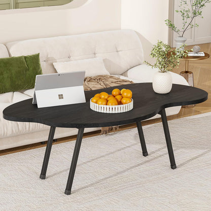 SOLACECASA Modern Folding Coffee Table Cloud Black Low Table Floor Desk