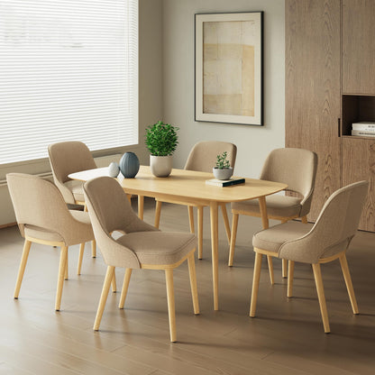 Dining Chairs Set of 6, Upholstered Dining Room Chairs with Chenille Fabric, Ergonomic Backrest, High Density Cushion & Rubber Wood Frame