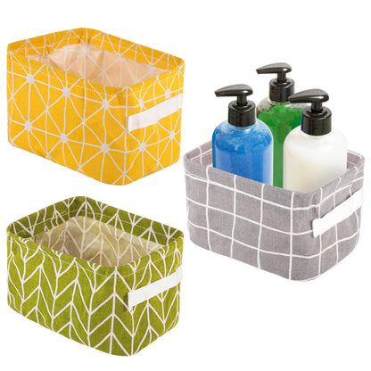 Lanjue 3 Pack Small Fabric Storage Baskets with Handles, 20 x 16 x 14 Cm