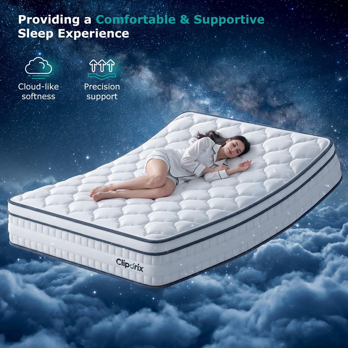 5FT King Size Mattress, Hybrid Orthopedic Matresses with Memory Foam & 1000 Individual Pocket Springs, Motion Isolation