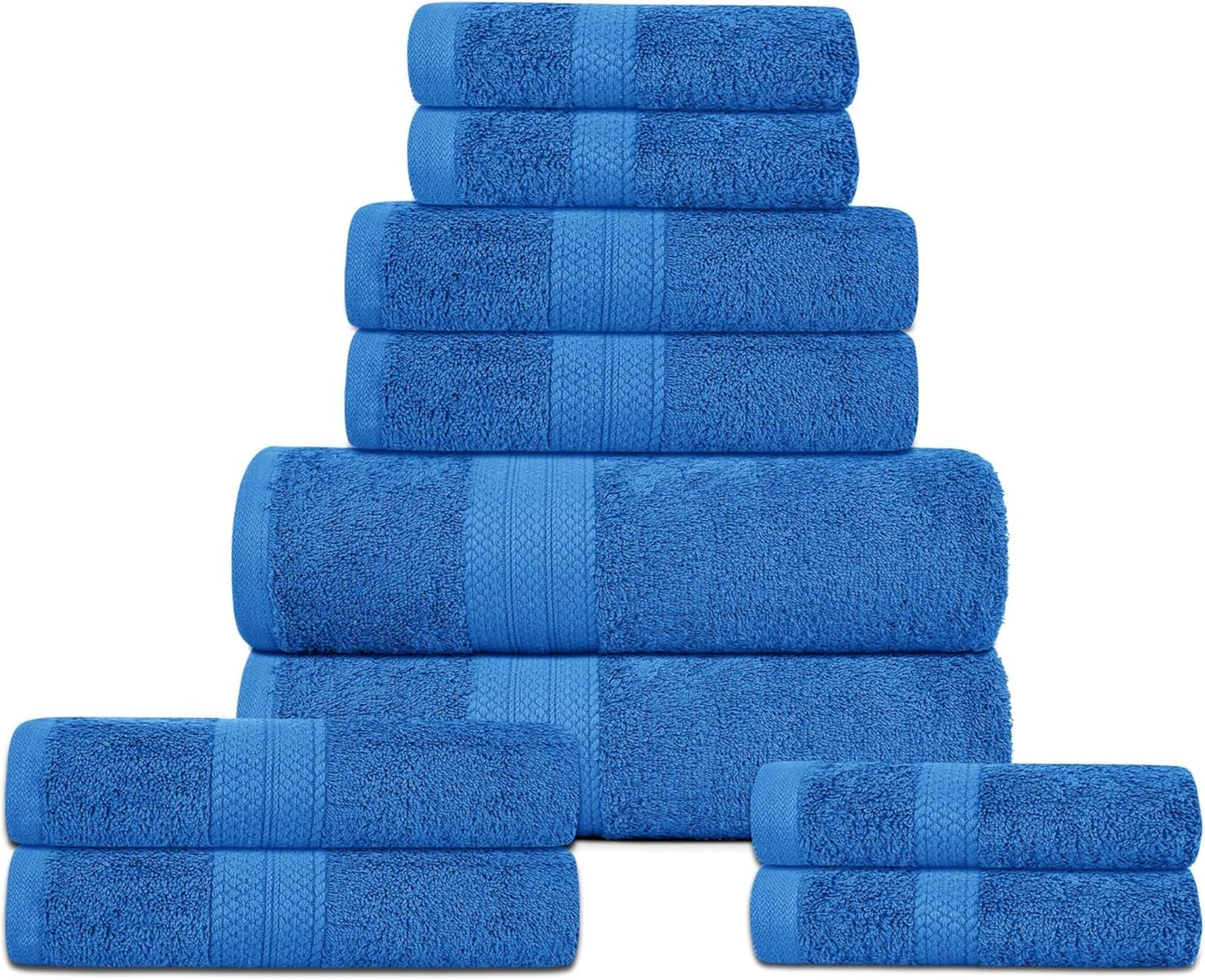 Luxury Nights Towels Family Bale Set - 10 Piece 100% Egyptian Cotton, 4x Face 4x Hand 2x Bath Towel, Premium Quality Highly Water Absorbent Bathroom