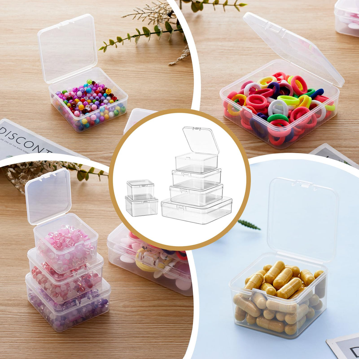 Goodma 30 Pieces Square Empty Mini Clear Plastic Storage Box, 55x55x35mm