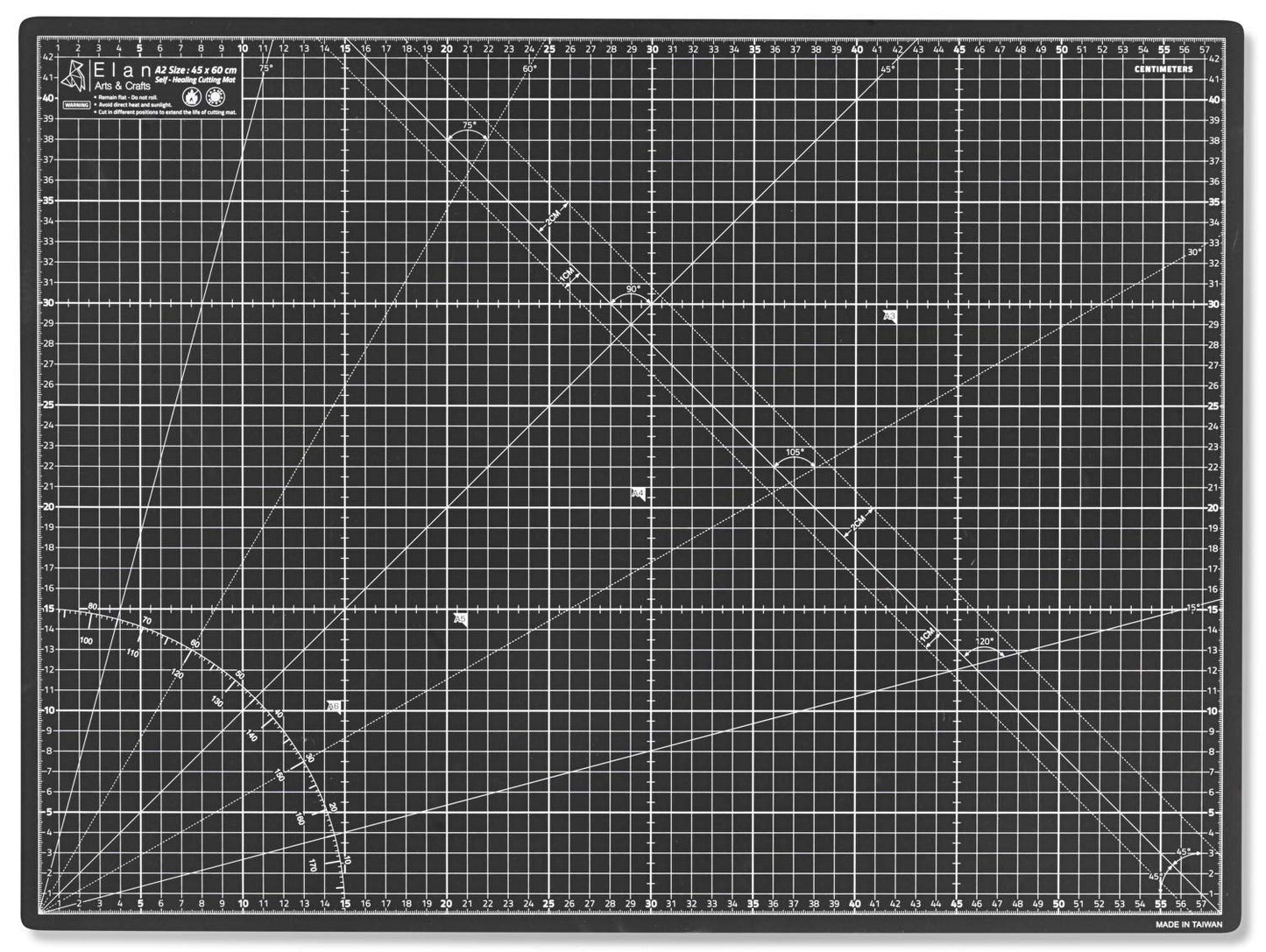 Elan A2 Cutting Mat Black and Taupe, 5-Ply Hobby Board for Crafts 60X45 CM, Self Healing Cutting Mat A2, Recycled PVC Craft Board for Sewing
