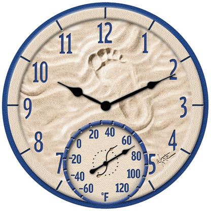 Taylor Precision Products, By The Sea Poly Resin Indoor and Outdoor Clock and Thermometer, 14 Inch, Multi-Color
