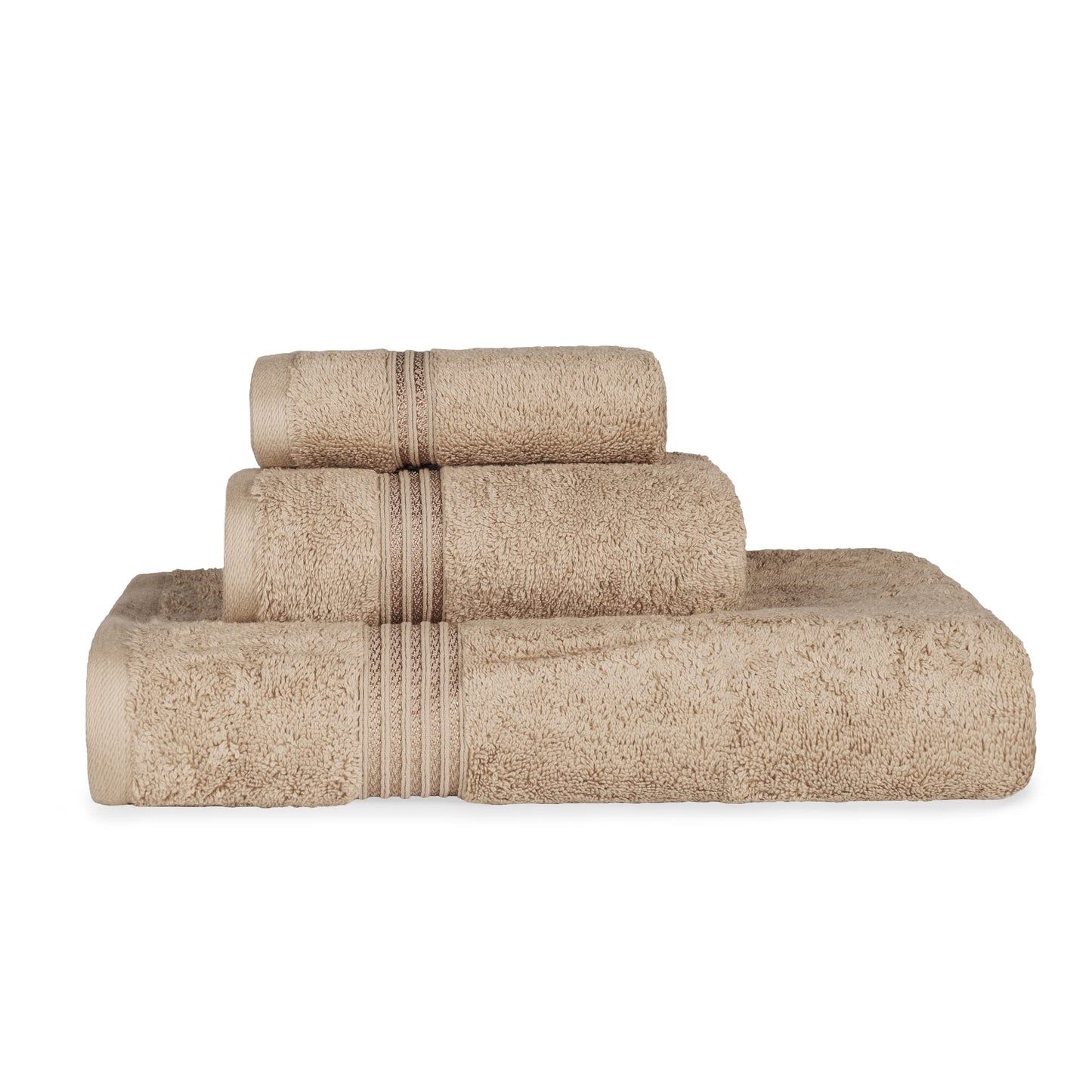 Superior Collection 100% Premium Long-Staple Combed Cotton 3-Piece Towel Set, Taupe