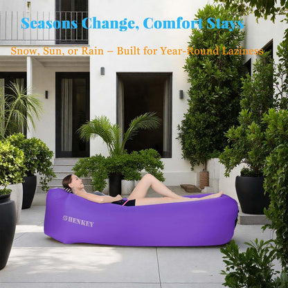 Inflatable Lounger, Air Sofa Hammock with Waterproof and Anti-Leak Design - Perfect Portable Inflatable Couch for Backyard Lakeside Beach Traveling