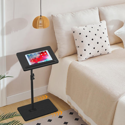 MAHANCRIS 360° Rotating End Table, Height-Adjustable Side Table, C-Shaped Side Furniture, Bedside Table, Snack Holder with Phone and Tablet Slot