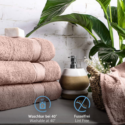 Komfortec Set of 2 Hand Towels 50 x 100 cm 100% Cotton Terry Towelling Soft Pink