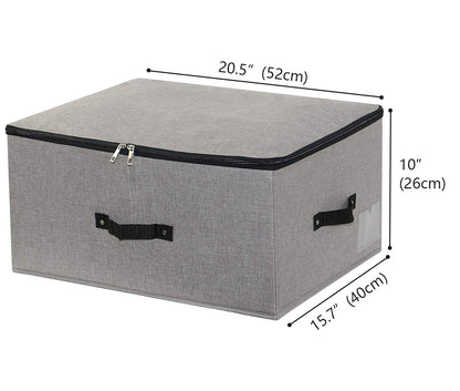 Omygarden Large Storage Bins 52×40×26cm with Zippered Lids, Dark Grey