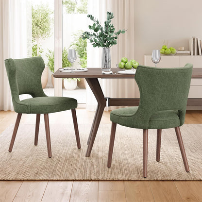 MALOL Upholstered Dining Chairs Set of 6, Dining Room Chairs with Hollow Backrest, High Back Kitchen Chairs with Solid Wood Legs, Thick Seat Cushion