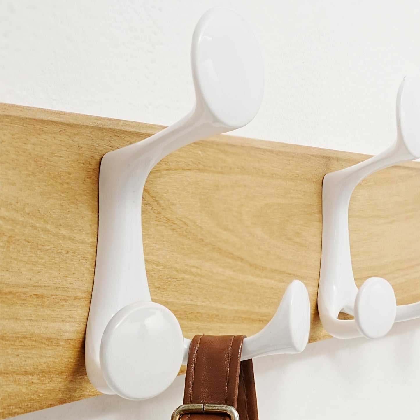 SKOLOO 99cm Natural Wood Coat Rack Wall Mount with 6 Triple Hooks - Ideal for Family Entrances, Classrooms, and Pet Supplies Storage
