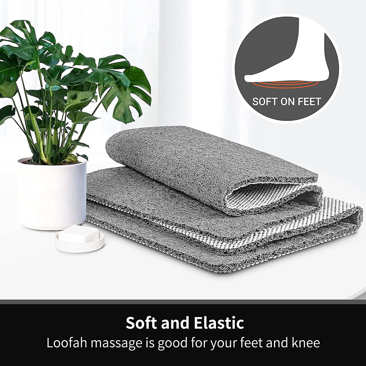Bingobang Bath Mats Non Slip,Shower Mat Rubber 60x40cm,Extra Soft Anti-Mould, Machine-Washable,For Bathroom Floor,Bathtub(Grey)