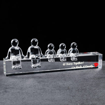 Movdyka Crystal 40th Ruby Wedding Anniversary Sets Idea Gifts for Her Wife, 40 Years Together We Made A Family Figurines Ornaments for Him (3