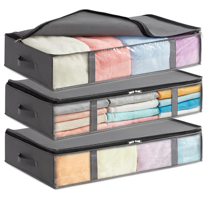 Lifewit 3 Pack Under Bed Storage,65L Clothes Storage Bags with Clear Window