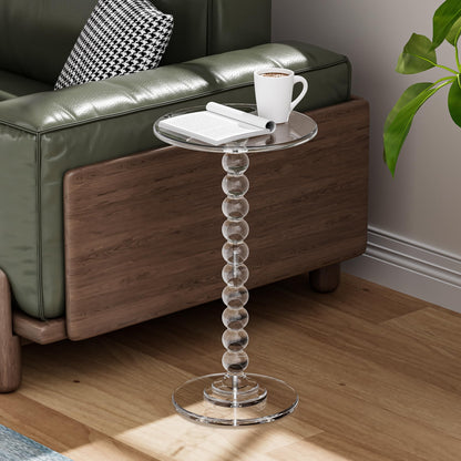 Dewrhiixe Acrylic Round Side Table, End Table with Pedestal Stand Drink Table Martini Accent Table Nightstand for Living Room, Bedroom Balcony