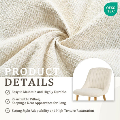 Goeurvant Dining Chairs Set of 4 Upholstered Armchairs with Wooden Legs Kitchen Chairs for Living Room, Beige-Chenille