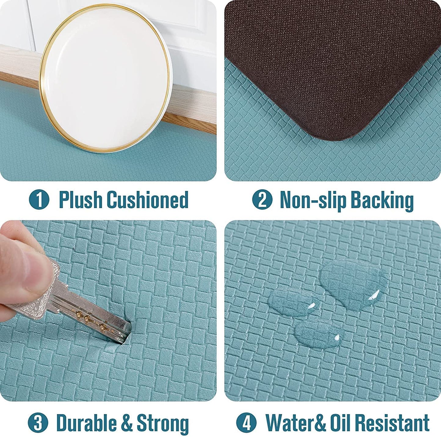 Carvapet Non Slip Kitchen Mat Anti Fatigue Standing Mats Cushioned Comfort Kitchen Floor Mats PVC Waterproof Runner Rug for Standing Desk, Kitchen,