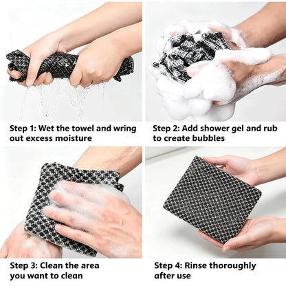 90cm Extra Long Exfoliating Towel for Back - Deep Clean Dead Skin Remover, Gentle Mesh Body Scrubber with Rich Lather