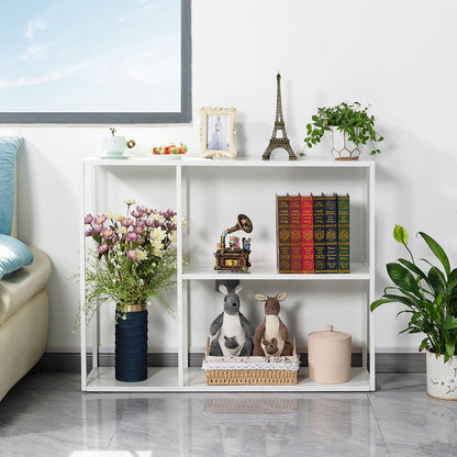 HDANI Console Table,3 Shelf Sofa Table,Thin Entryway Table,Metal Frame Couch Table for Small Spaces,Living Room,Hallway (White, 100×30×80cm)