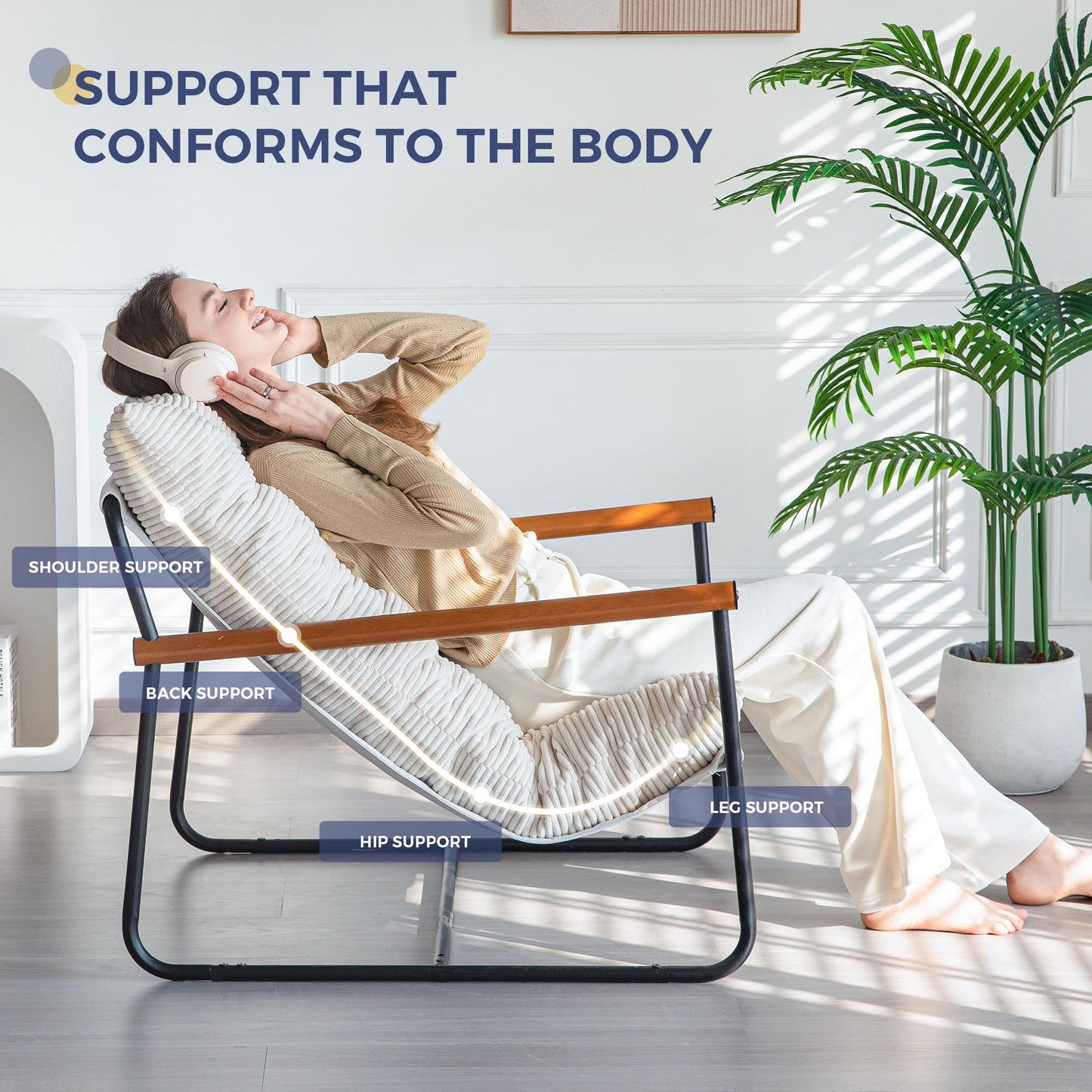 MAXYOYO Modern Accent Chair,Comfy Armchair for Living Room Lounge Chairs with Sturdy Metal Frame Wood Armrest Reading Chair Occasional Chairs with