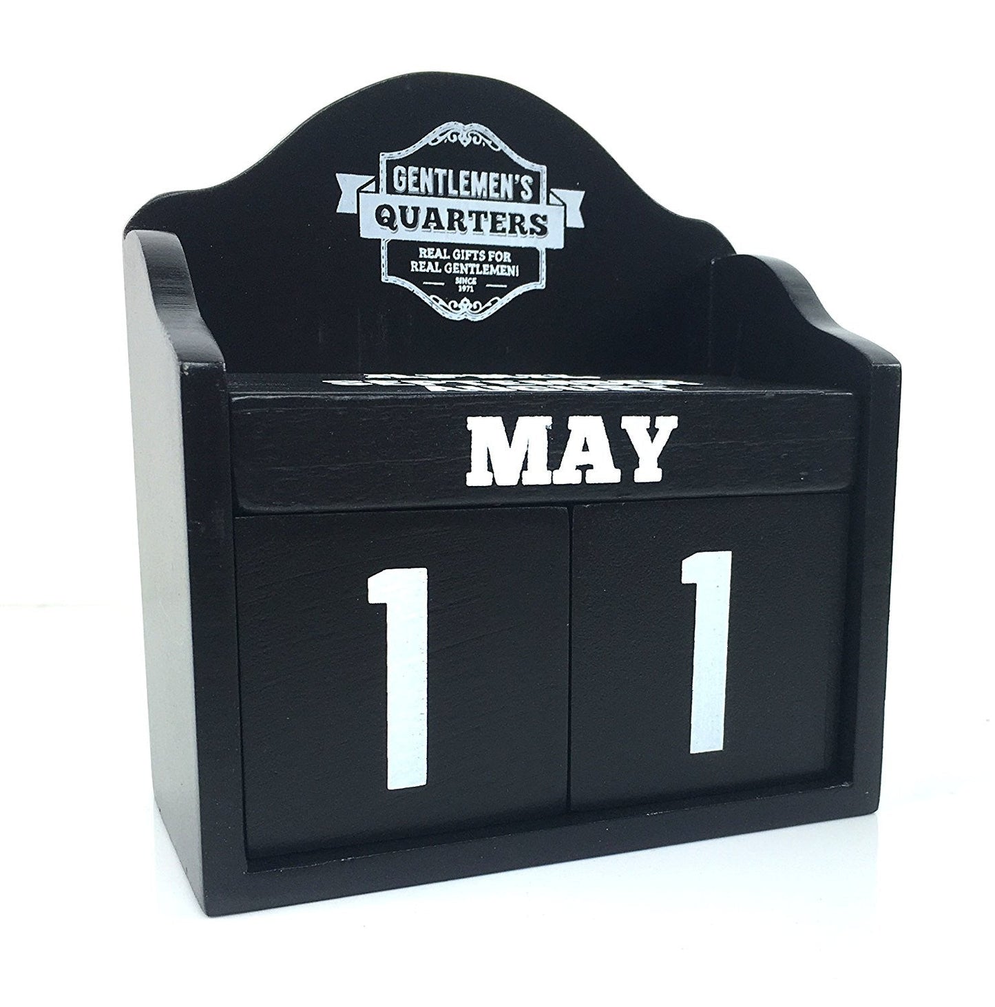 Perpetual Wooden Block Calendar Black Vintage Shabby Chic