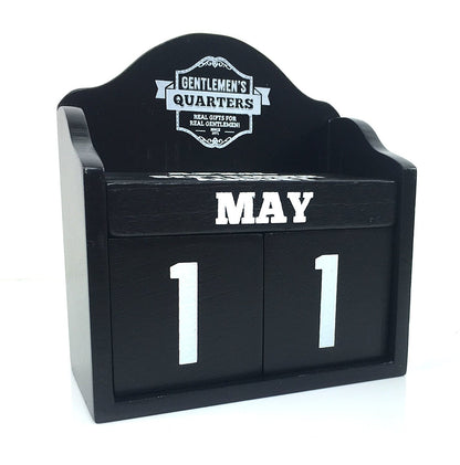 Perpetual Wooden Block Calendar Black Vintage Shabby Chic